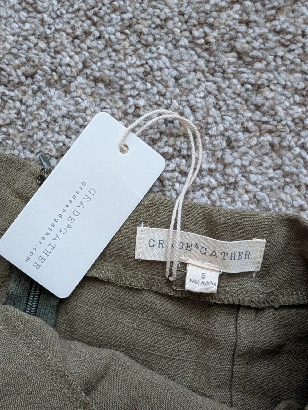 Grade & Gather Womens Olive Green Linen Tie Front Mini Skirt NWT Size Small